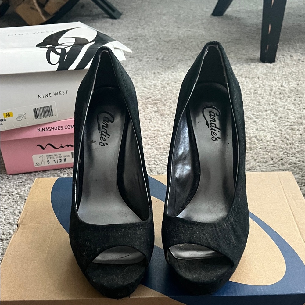 Candie's Elegant Black Peep Toe Heels